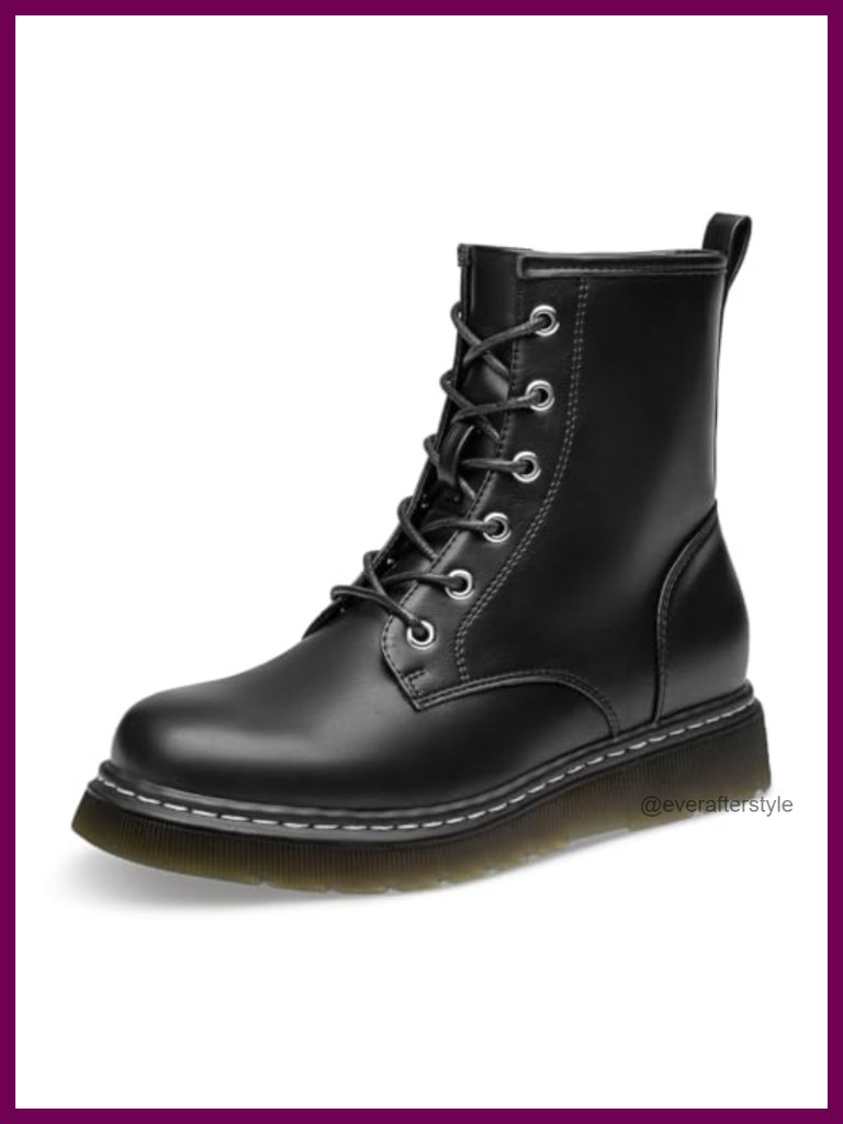 Lace-Up Combat Boots Fashion Casual Low Platform Lug Sole Ankle Booties With